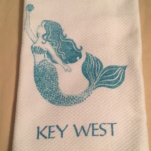 NWT Key West Mermaid dish towel white & turquoise